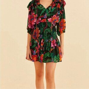 NWT Farm Rio Black Blooming Garden Mini Dress XL